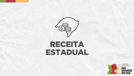 Sobre um fundo claro, está escrito Receita Estadual.