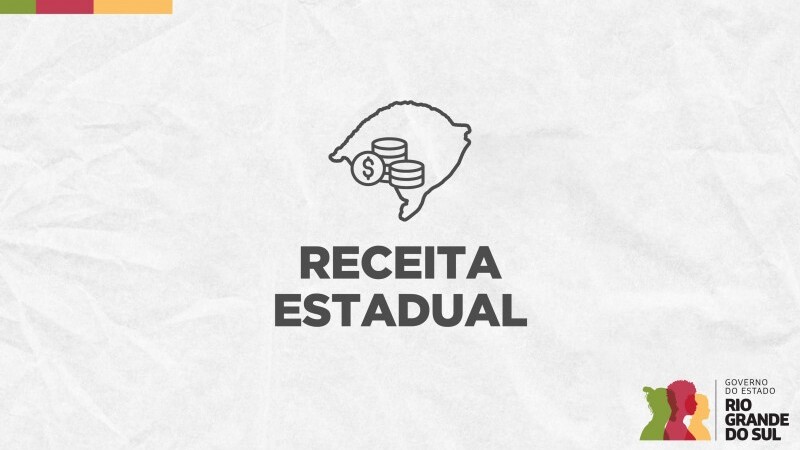 Sobre um fundo acinzentado, está escrito Receita Estadual.
